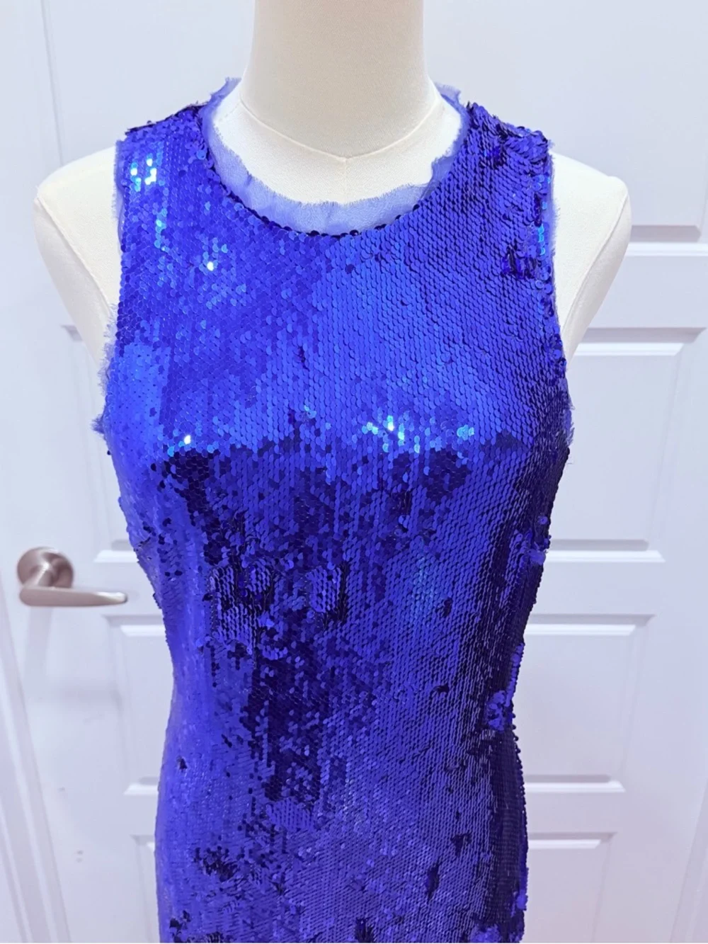 Halston Heritage Electric Blue Sequin Maxi Dress - Picture 6 of 11